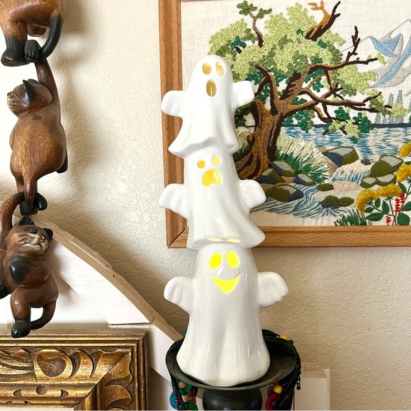 Holiday New Stack Of Ghost Ceramic Light Up Halloween Decor Poshmark